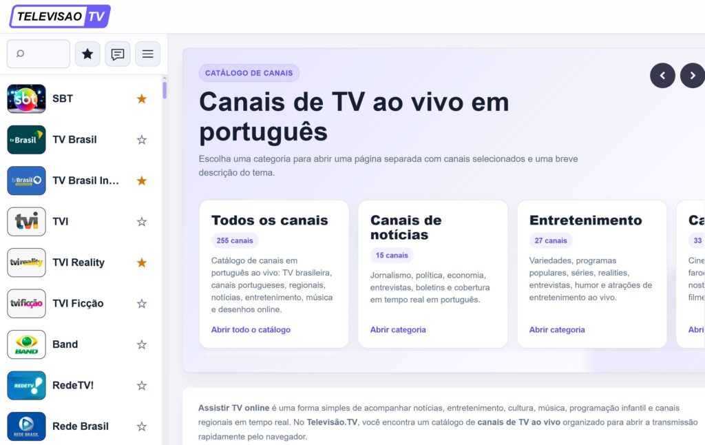 Televisão ao vivo na internet